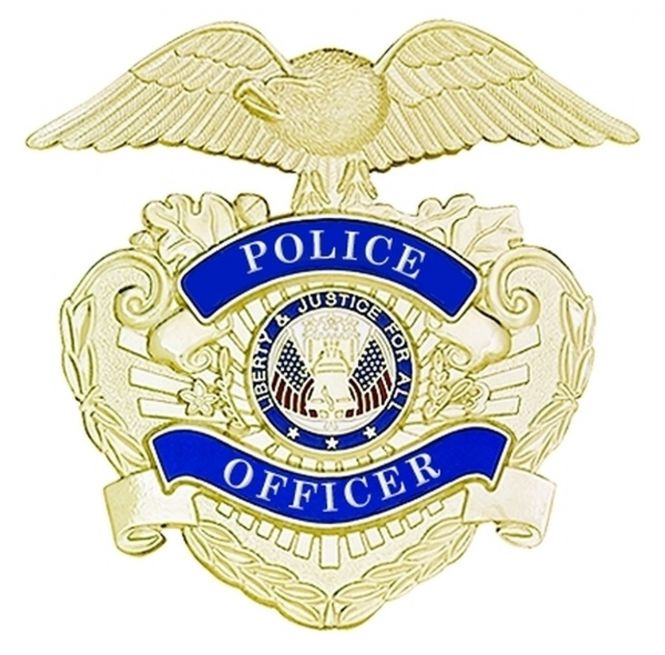 POLICE OFFICER METAL HAT BADGE - BRASS.